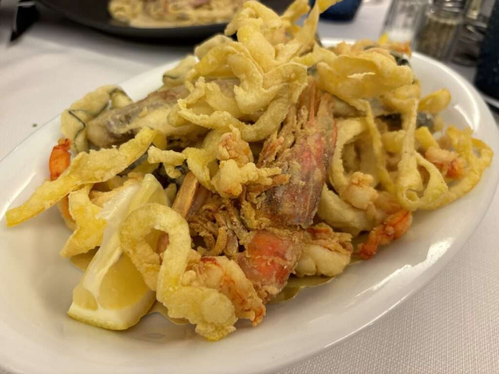 Fritto misto: mixed fried seafood Venice