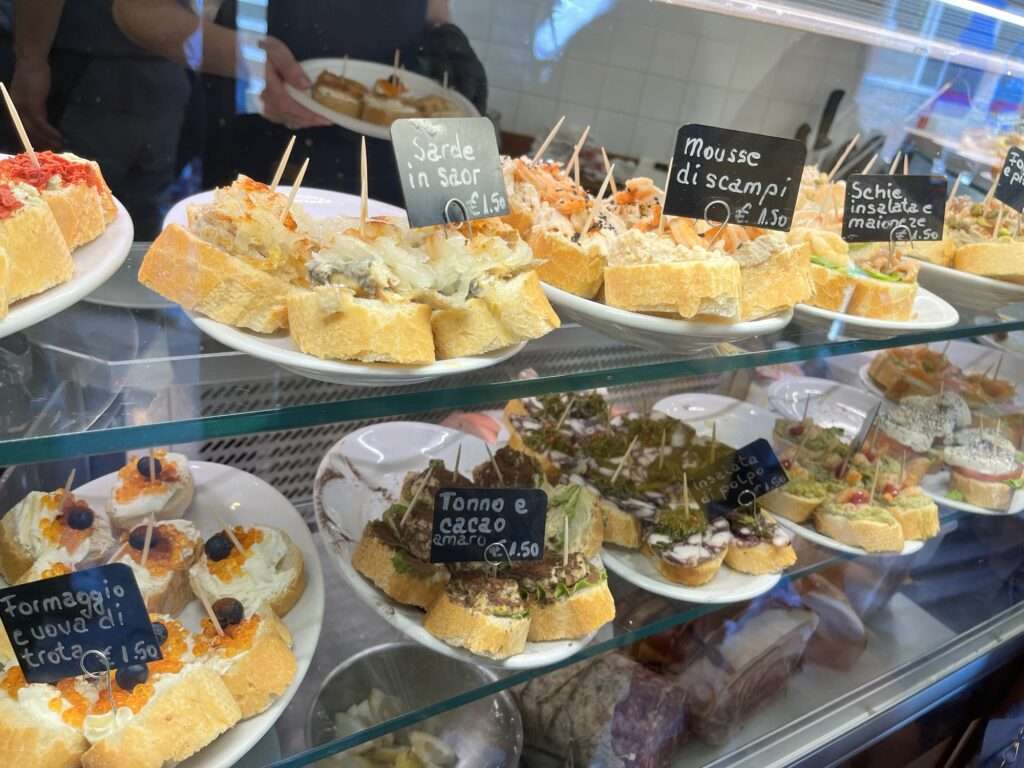 Cicchetti selection at a Venetian bacaro