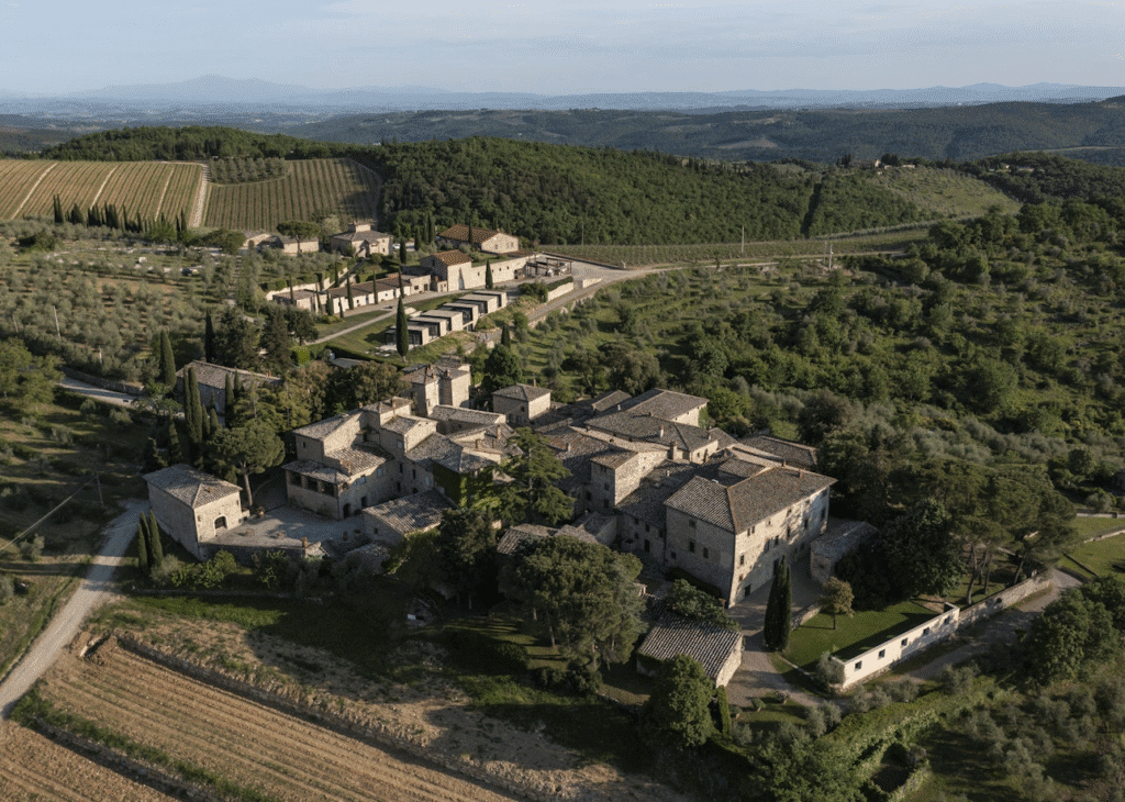 Castello di Ama estate view across Chianti Classico hills